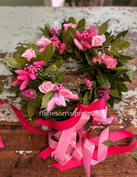 CORONA MISTA FIORI SECCHI, FRESCHI E ROSE STABILIZZATE