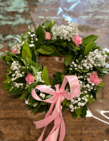 CORONA ROSE GRAPPOLO E GYPSOPHILA